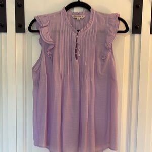 Nanette Lepore Purple Flutter Sleeve Blouse with Pleated Design